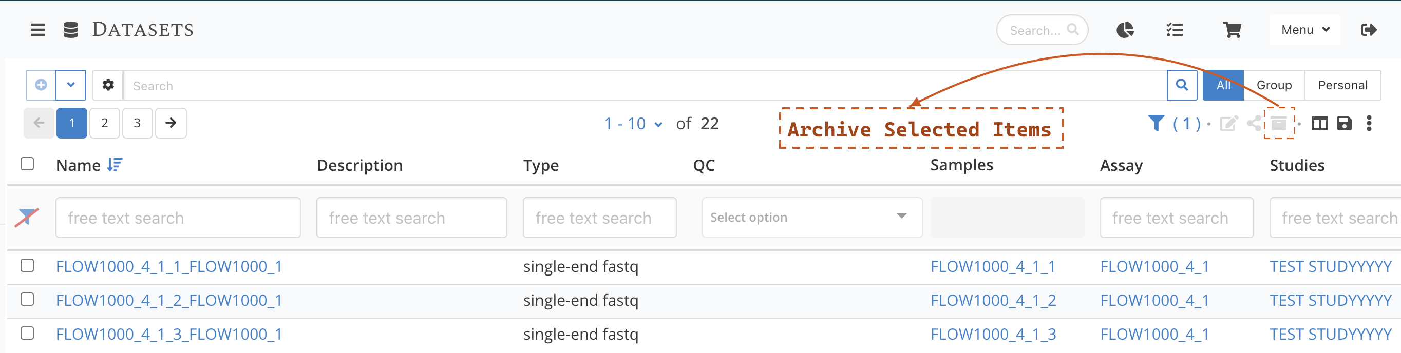 Bulk Archive Button