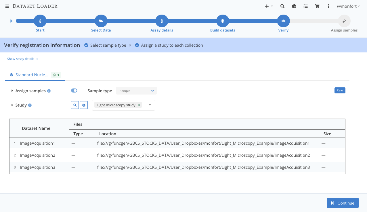 Screenshot of the import wizard verify page