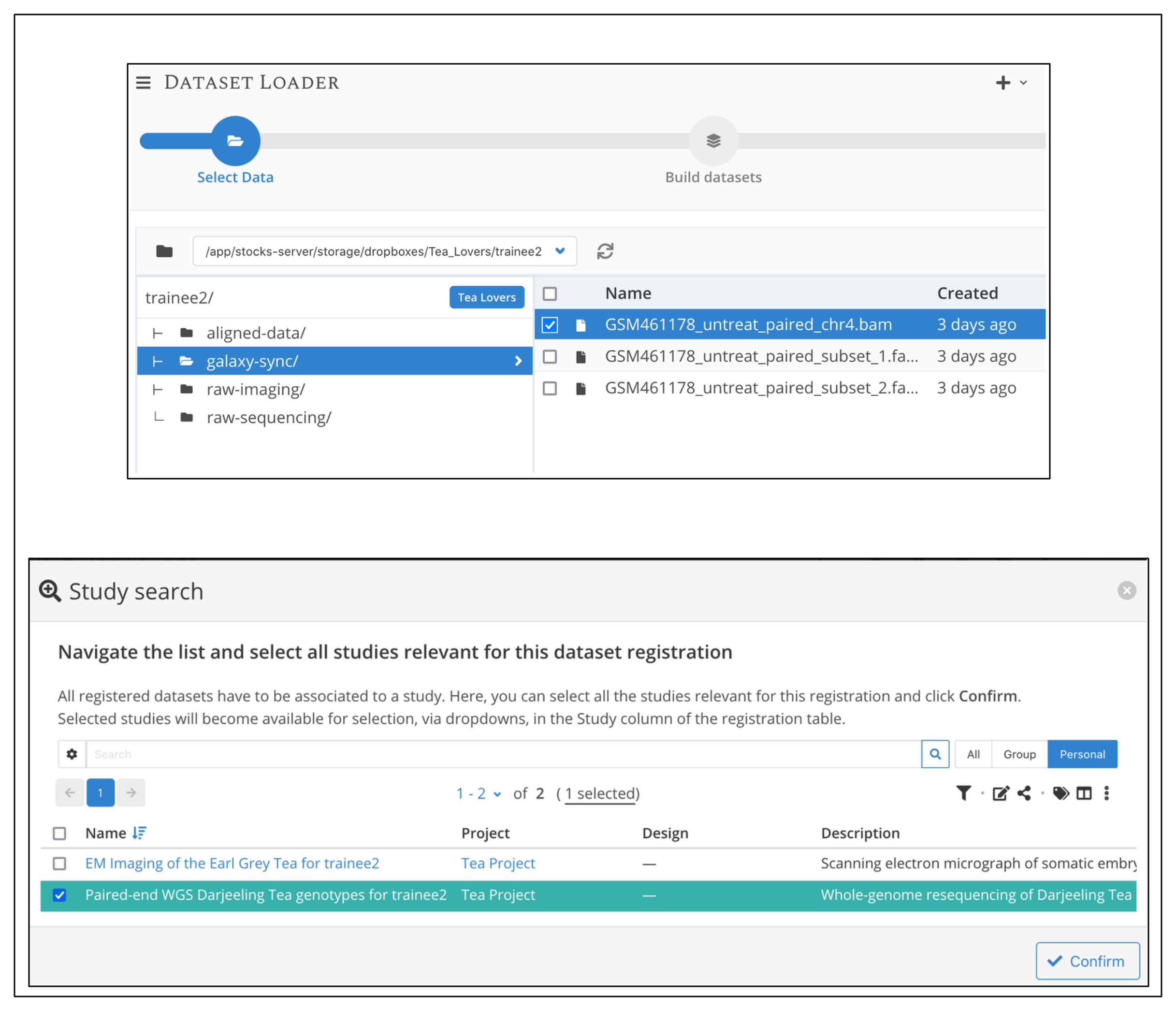 Add data using the dropbox